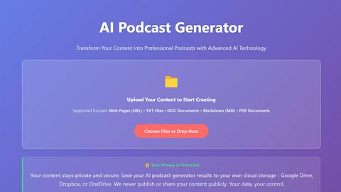 AI Podcast Generator application interface and features