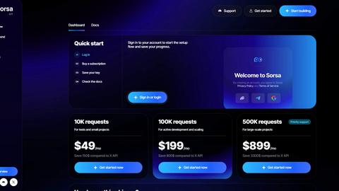 Sorsa API application interface and features