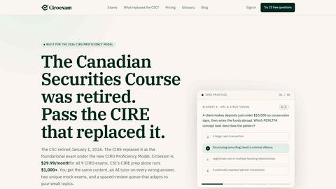 CIROExam application interface and features