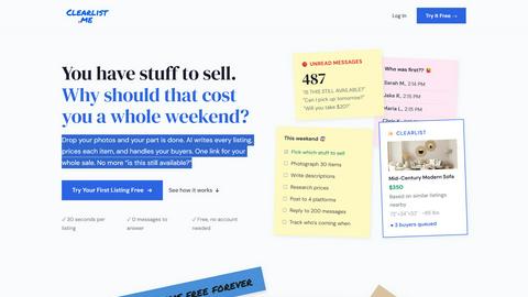Clearlist.me application interface and features