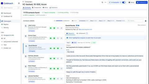 Coldreach application interface and features