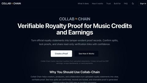 Collab Chain application interface and features