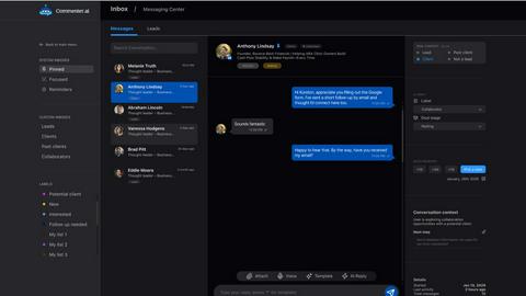 Commenter AI application interface and features