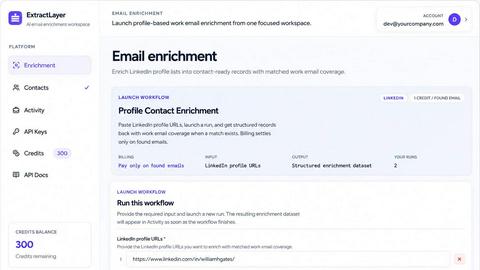 ContactLayer.io application interface and features