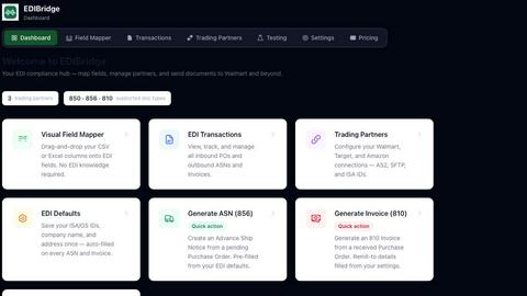 EDIBridge application interface and features