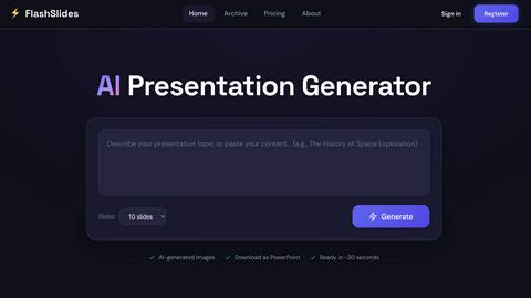 FlashSlides application interface and features