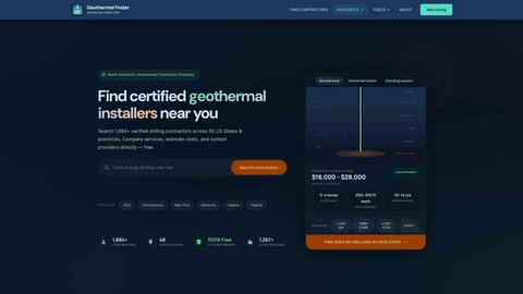 GeothermalFinder.com application interface and features