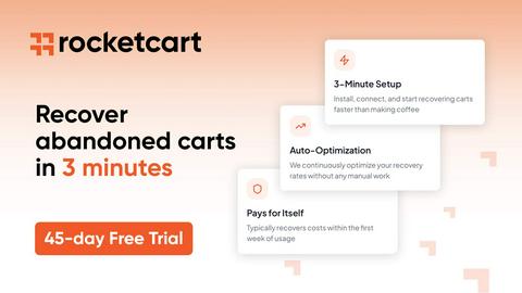 RocketCart - Abandoned Cart Recovery application interface and features