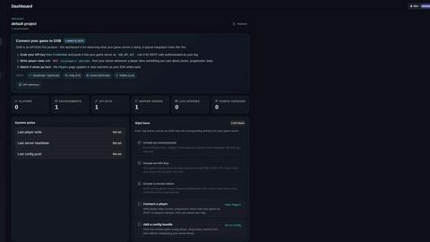 Game Server Backend application interface and features