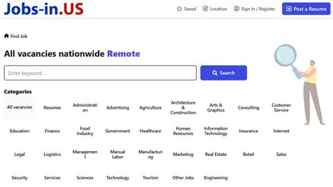 Jobs-in US application interface and features