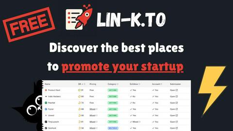 Linkto: FREE database of 800+ SaaS Backlink Opportunities application interface and features