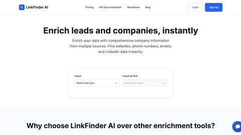 Linkfinder AI application interface and features