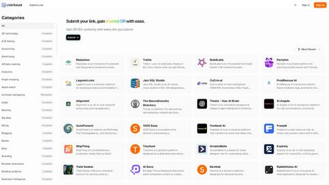 LinkSalad application interface and features