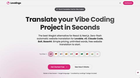 Lovalingo application interface and features