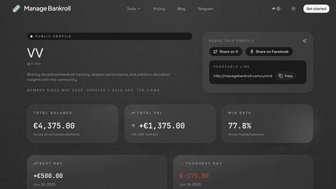 Manage Bankroll application interface and features