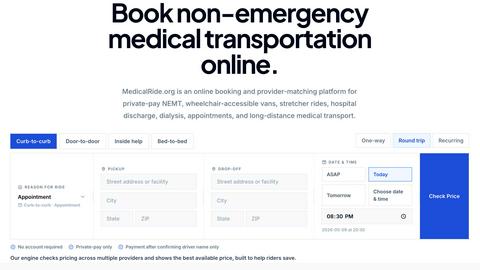 MedicalRide.Org application interface and features