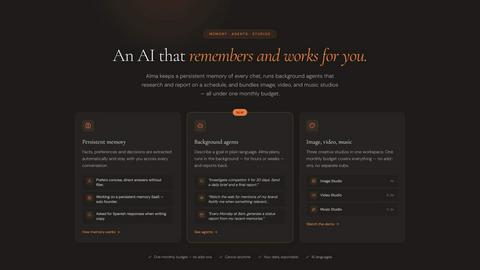 Alma by Olivares AI application interface and features