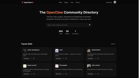 Open Claw Directory application interface and features