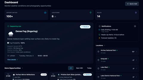 PhotoWeather application interface and features