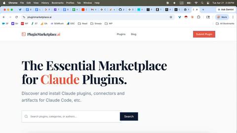 Claude Plugin Markeplace application interface and features