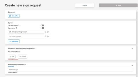QuickSigner application interface and features