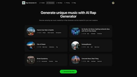 AI Rap Generator application interface and features