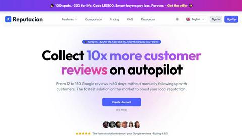 Reputacion application interface and features