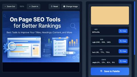 Image Color Picker Online application interface and features