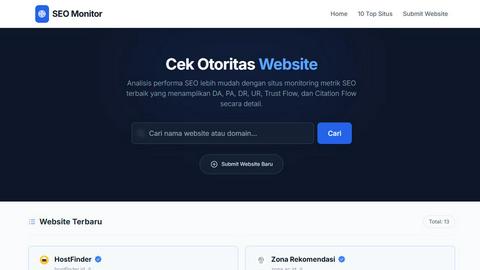 SEO Metrics Monitor application interface and features