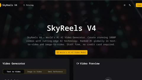 Skyreels V4 AI application interface and features