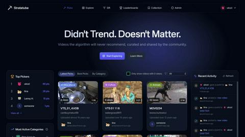 Stratatube application interface and features