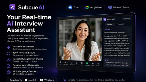 SubcueAI application interface and features