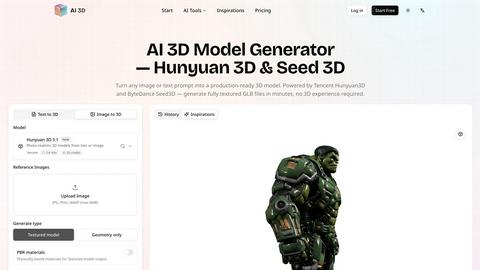AI 3D application interface and features