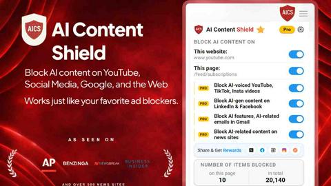 AI Content Shield application interface and features