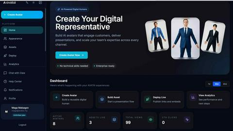 Avatai application interface and features