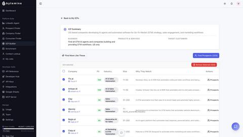 Bytemine application interface and features