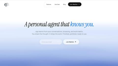 Personal Agent application interface and features