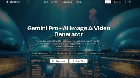Gemini Pro - AI Image & Video Generator application interface and features
