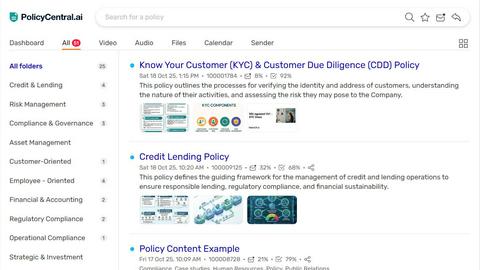 PolicyCentral.ai application interface and features