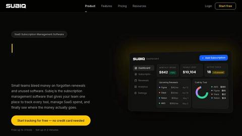 Subiq application interface and features